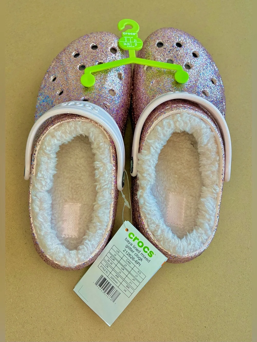 CROCS Baya Glitter Lined Clogs Girls 3